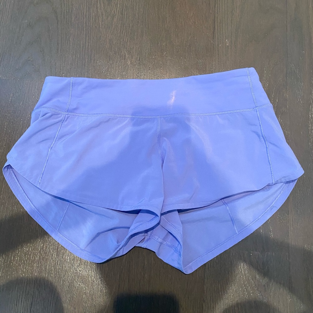 light purple lululemon speed up shorts size 4